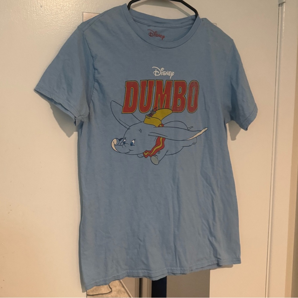 Disney Parks Official Retro Vintage Style 100% Cotton Soft Dumbo Sky Blue Tee M